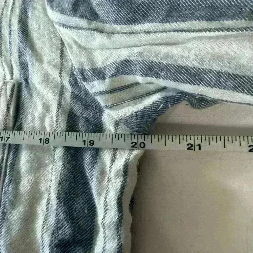 Sanctuary Tomboy striped blue white button down long sleeve shirt size large - Picture 5 of 6